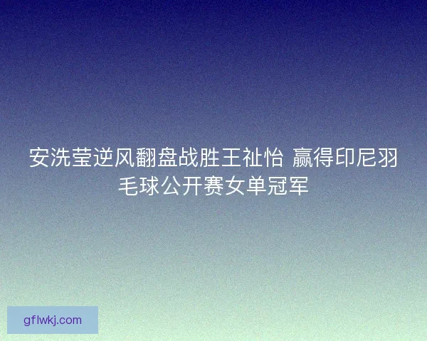 安洗莹逆风翻盘战胜王祉怡 赢得印尼羽毛球公开赛女单冠军