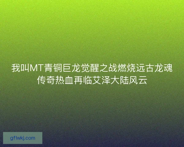 我叫MT青铜巨龙觉醒之战燃烧远古龙魂传奇热血再临艾泽大陆风云
